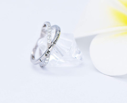I Am Enough Ring Sterling Silver CZ Ring for Women Girls Size 5-10