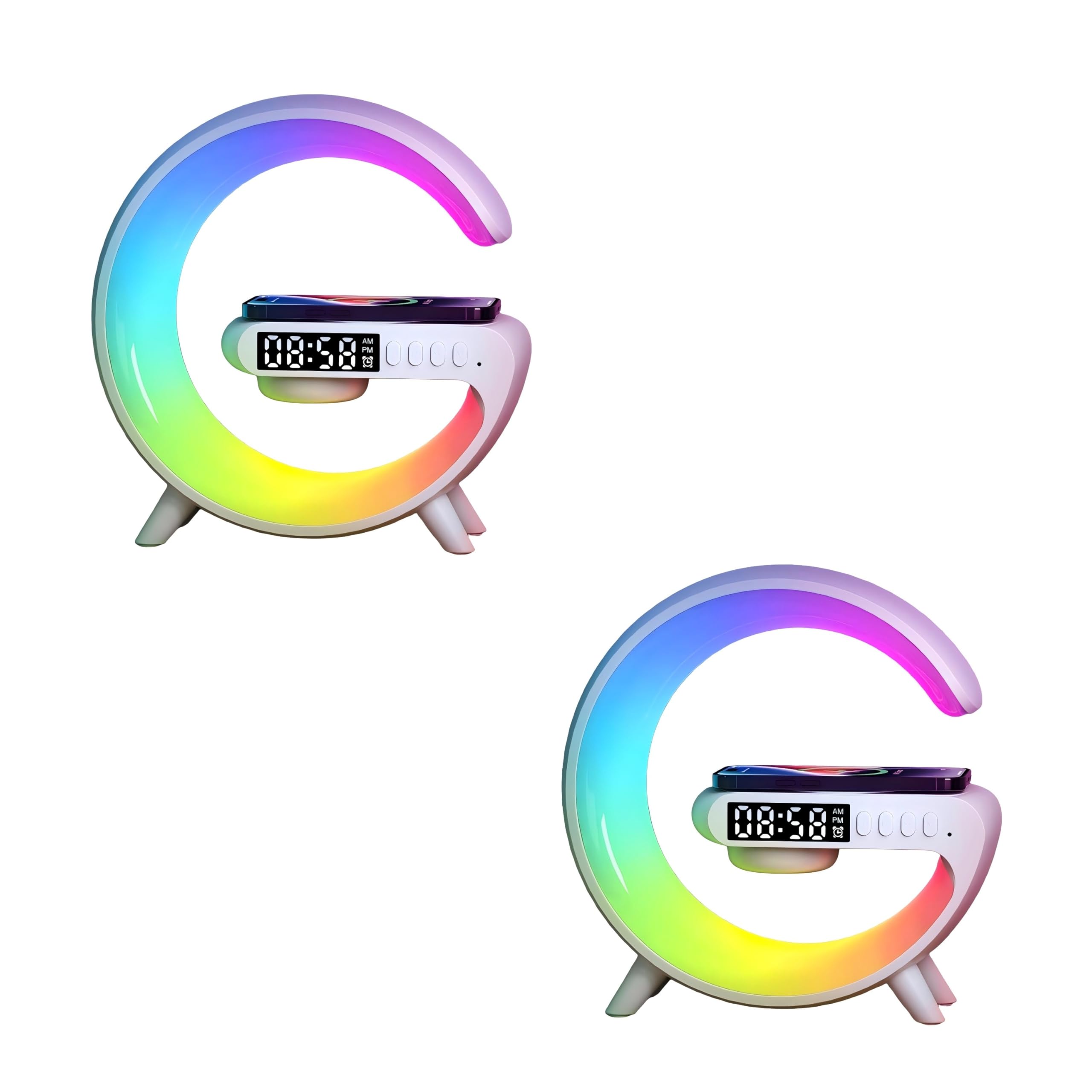 4-in-1 Smart Bedside Lamp with Alarm Clock &amp; Wireless Charging