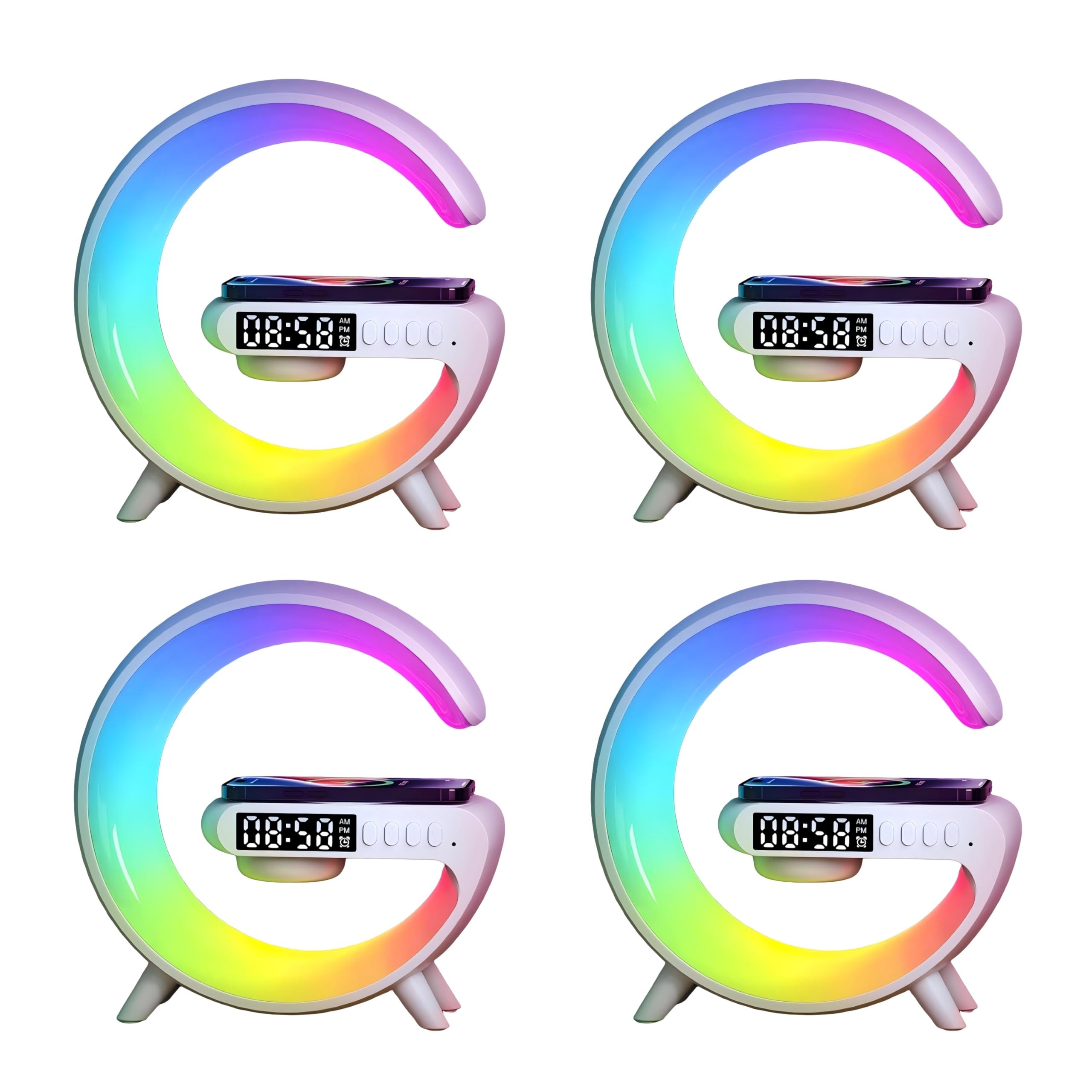 4-in-1 Smart Bedside Lamp with Alarm Clock &amp; Wireless Charging