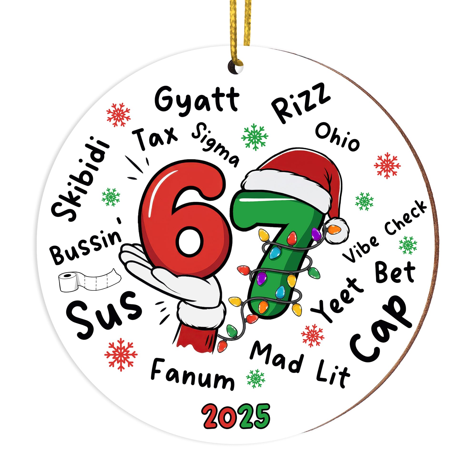 Santa Says Six Seven Christmas Ornament (2025 Meme Edition)