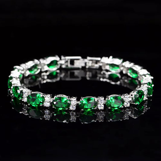 Bracelet Length 19/21Cm Luxury 925 Sterling Silver Emerald Gem Created Moissanite Diamond Fine Jewelries Wholesale