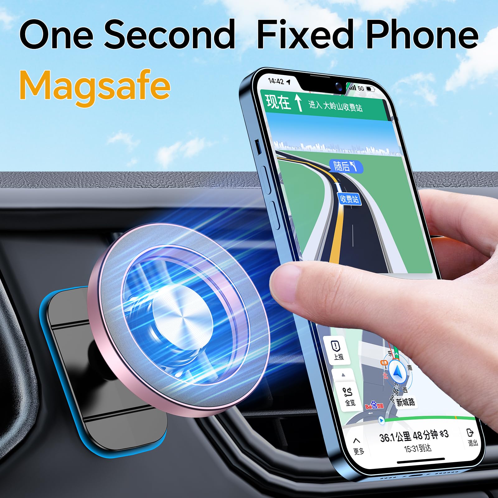 MagSafe Car Mount – Strong Magnetic Phone Holder (Dashboard Mount)