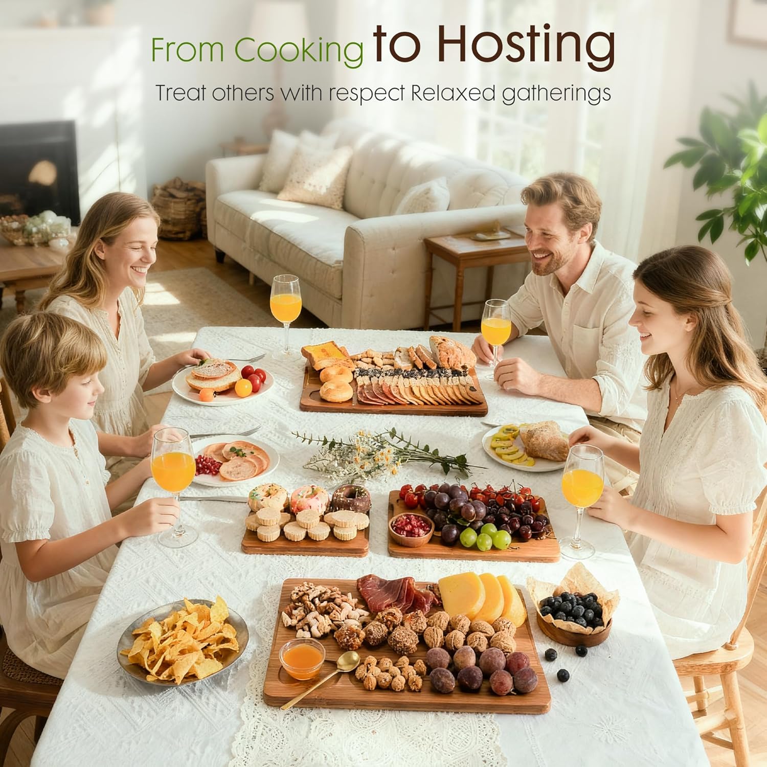 Premium Bamboo Cutting Board Set with Storage Stand