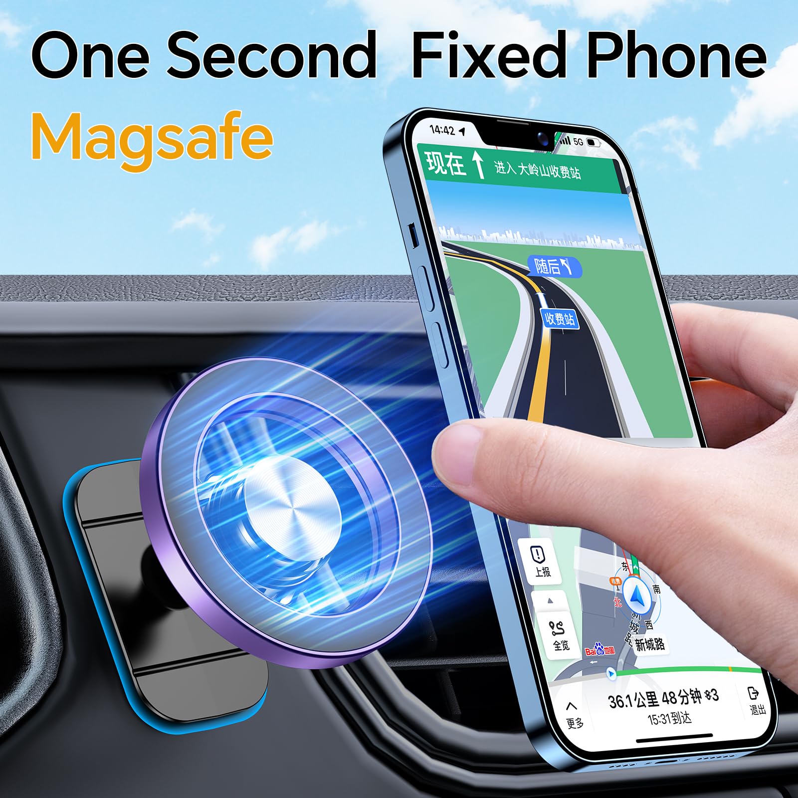 MagSafe Car Mount – Strong Magnetic Phone Holder (Dashboard Mount)