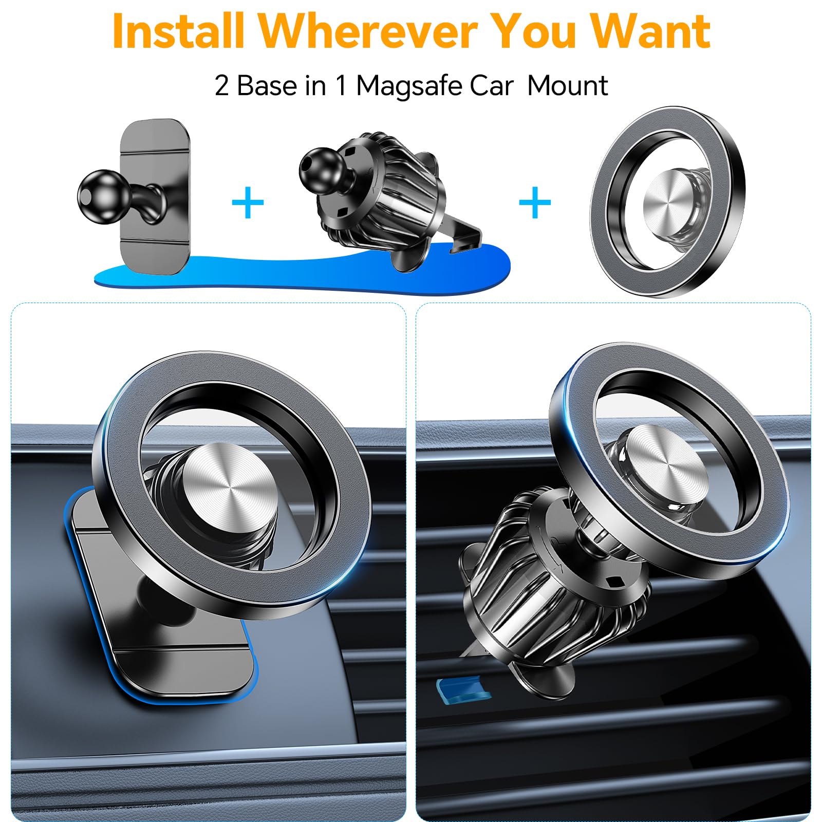 MagSafe Car Mount – Strong Magnetic Phone Holder (Dashboard Mount)