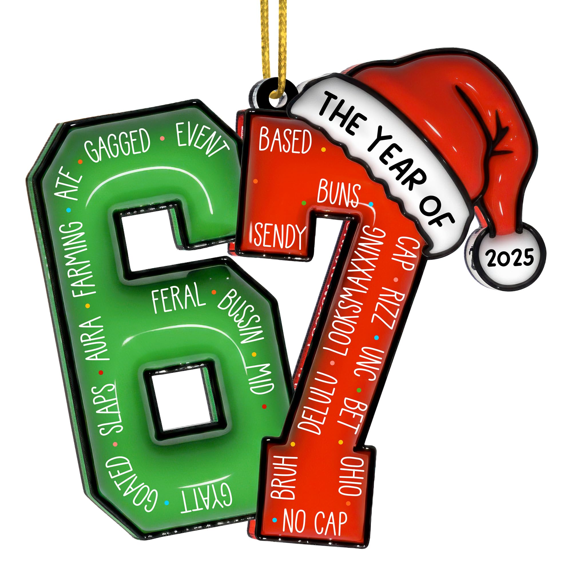 Santa Says Six Seven Christmas Ornament (2025 Meme Edition)