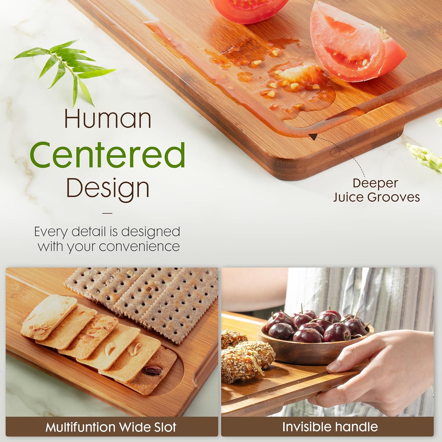 Premium Bamboo Cutting Board Set with Storage Stand