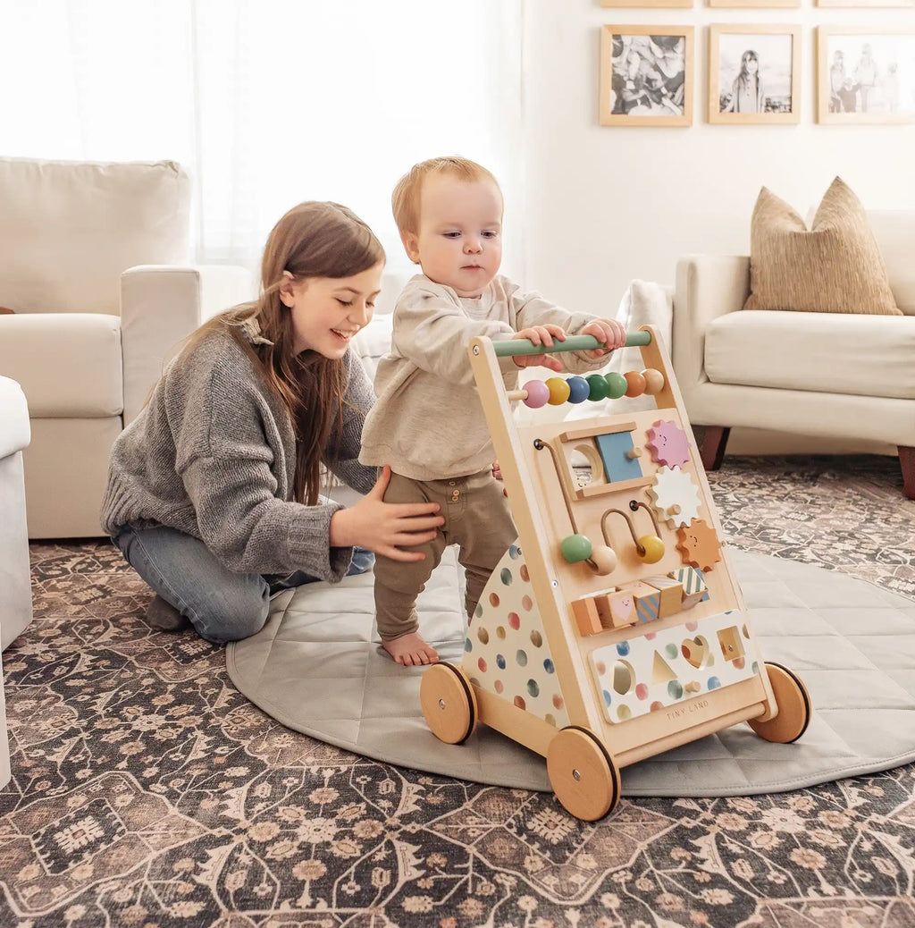 Tiny Land Versatile Natural Wooden Baby Walker