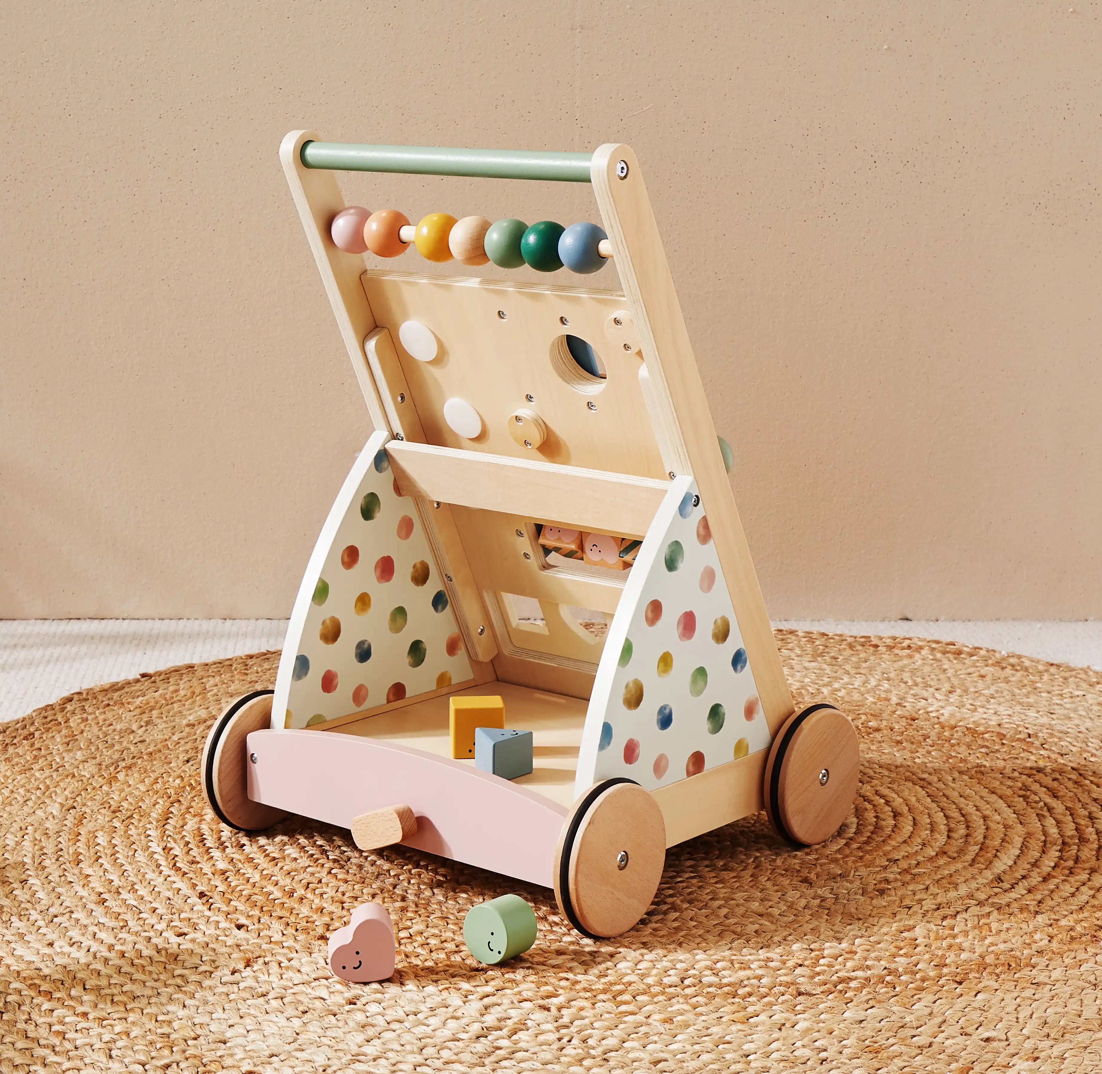 Tiny Land Versatile Natural Wooden Baby Walker